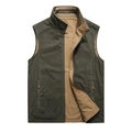 Chaleco reversible para hombre en verde oliva con cuello alto y bolsillos con cremallera - M / Verde Militar