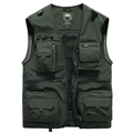 Lightweight dark green fishing vest with multi-pockets and breathable mesh lining - Army Green