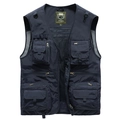 Men's navy outdoor utility vest with multi-pockets and breathable mesh lining - Dark Blue