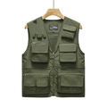 Men's waterproof multi-pocket tactical vest in army green for outdoor fishing photography - S / Army Green