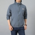 Veste protection solaire gris bleu pour homme, légère avec capuche et poches zippées - M / Gris