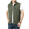 Gilet de loisirs pour hommes vert militaire avec maille respirante et poches zippées pratiques - M / Vert Militaire