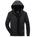 Veste à capuche d'extérieur noire pour hommes avec poches et matière coupe-vent lisse - M / Noir