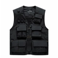 Gilet de pêche extérieur avec poches multiples et doublure en maille respirante noire - 7XL / Noir
