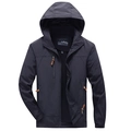 Chaqueta cortavientos para hombre con capucha en azul marino y bolsillos con cremallera - M / Azul oscuro