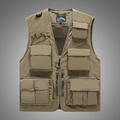 Gilet cargo extérieur kaki pour homme avec plusieurs poches et doublure en mesh pour la pêche - M / Khaki