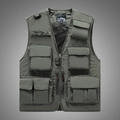 Gilet cargo tactique extérieur vert gris foncé avec poches multiples et doublure mesh - M / Vert Militaire