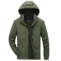 Chaqueta cortavientos hombre verde militar con capucha y múltiples bolsillos tácticos - M / Verde Militar