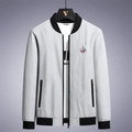 Chaqueta de béisbol gris claro para hombre con bordado CANADA y detalles acanalados - L / Gris