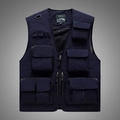 Gilet multipoches bleu marine pour homme idéal pour la pêche, la photographie et plein air - M / Bleu