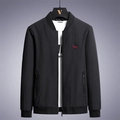 Chaqueta bomber negra para hombre con bordado de hoja de maple de Canadá y cuello béisbol - L / Negro