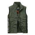 Men's outdoor utility fishing vest in army green with breathable mesh panels and zipper - 3XL / Army Green (1907)