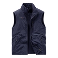 Men's reversible dark blue fleece-lined outdoor vest with three zipper pockets - M / Dark Blue