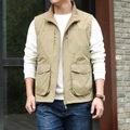 Gilet polaire kaki pour homme avec col montant et poches pratiques pour l'extérieur - M / Kaki
