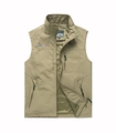 Men's khaki outdoor utility vest with stand collar, zipper pockets and mesh lining - 3XL / Khaki (1906)