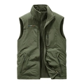 Chaleco reversible de forro polar para hombre en color verde oliva con bolsillos con cremallera - M / Verde Militar