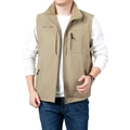 Chaleco de hombre caqui con forro polar, cuello alto y bolsillos con cremallera para invierno - 6XL / Caqui