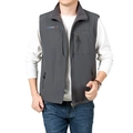 Chaleco térmico de exterior para hombre con forro polar cuello alto y tres bolsillos con cremallera - 6XL / Gris
