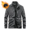 Veste polaire d'extérieur gris foncé pour homme avec doublure sherpa et fermeture éclair - M / Gris Doublé Polaire
