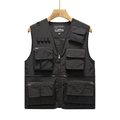 Gilet de pêche extérieur noir avec poches multiples fonctionnelles et maille respirante - S / Noir