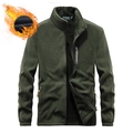 Giacca in pile termico verde militare da uomo con collo alto e fodera calda spessa - M / Verde Militare