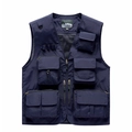 Gilet fonctionnel d'extérieur bleu foncé à poches multiples avec doublure en maille XL - 7XL / Bleu marine