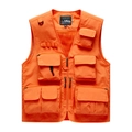 Tactical bright orange multi-pocket fishing vest with durable fabric and mesh lining - 3XL / Orange
