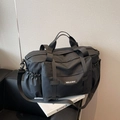 Large capacity black nylon travel bag with shoulder strap for sports and fitness - Black