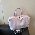 Large lavender travel duffel bag with bottom compartment for gym or sports - Purple