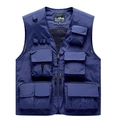 Outdoor multi-pocket cargo fishing vest in navy blue with breathable mesh lining - Sapphire Blue