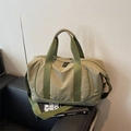 Olive green large capacity duffle bag with adjustable strap for sports and travel - Green