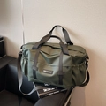 Olive green large capacity travel bag in waterproof fabric with shoulder straps - Green