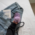 Mini baseball cap shape crossbody bag in lavender nylon with woven strap for women - Purple