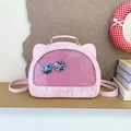 Rosa Katzenohr-Rucksack mit atmungsaktivem Netzfenster und Lederoptik mit Marmormuster - Rosa