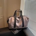 Expandable champagne purple travel bag with waterproof lining and separate shoe compartment - Champagne