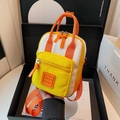 Mini sac à dos en toile jaune et blanc avec poignées et bandoulières orange vif - Jaune