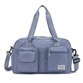 Gray-blue large capacity travel bag in waterproof nylon with adjustable shoulder strap - Fog Blue