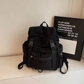 Mochila impermeable de viaje negra con correas ajustables y cierre de hebilla - Negro