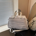 Borsa tote in tela grigio chiaro di grande capacità con tracolla regolabile donna - Grigio Beige