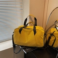 Minimalist bright yellow nylon fitness travel bag with dry-wet separation and shoulder strap - Yellow