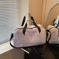 Lavender large capacity fitness bag in washed nylon with adjustable black strap - Purple