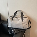 Light beige gym bag with dry-wet separation and black adjustable shoulder strap - Gray
