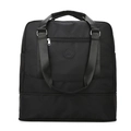 Waterproof black nylon travel duffel bag with bottom shoe compartment and shoulder strap - Large / Black