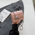 Pink quilted crossbody bag with silver chain strap and metallic ball charm accessory - Pink Small