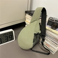 Sage green casual oxford cloth chest bag with side mesh pocket and adjustable strap - Green