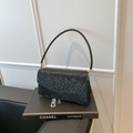 Elegant black snakeskin embossed crossbody bag with irregular flap and gold hardware - Style Two (Asymmetric Flap) / Black