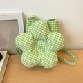Petit sac bandoulière en forme de fleur avec un motif vichy vert et blanc frais - Vert