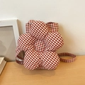 Sac à bandoulière fleur avec motif vichy rouge et blanc et pétales rembourrés - Rouge