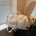 Cremeweiße wasserdichte Reisetasche mit vielen Taschen und abnehmbarem Schultergurt - Cremeweiß