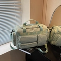 Borsa da viaggio verde chiaro grande capacità con tasche multiple con cerniera e tracolla - Verde
